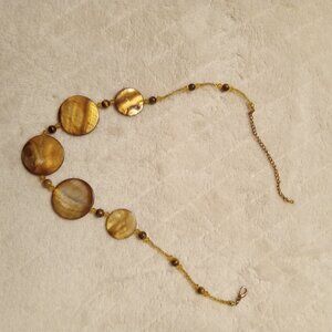 1 1/2 inch Beige Swirl Acrylic Beads with 1mm Brown Accent Beaded necklace